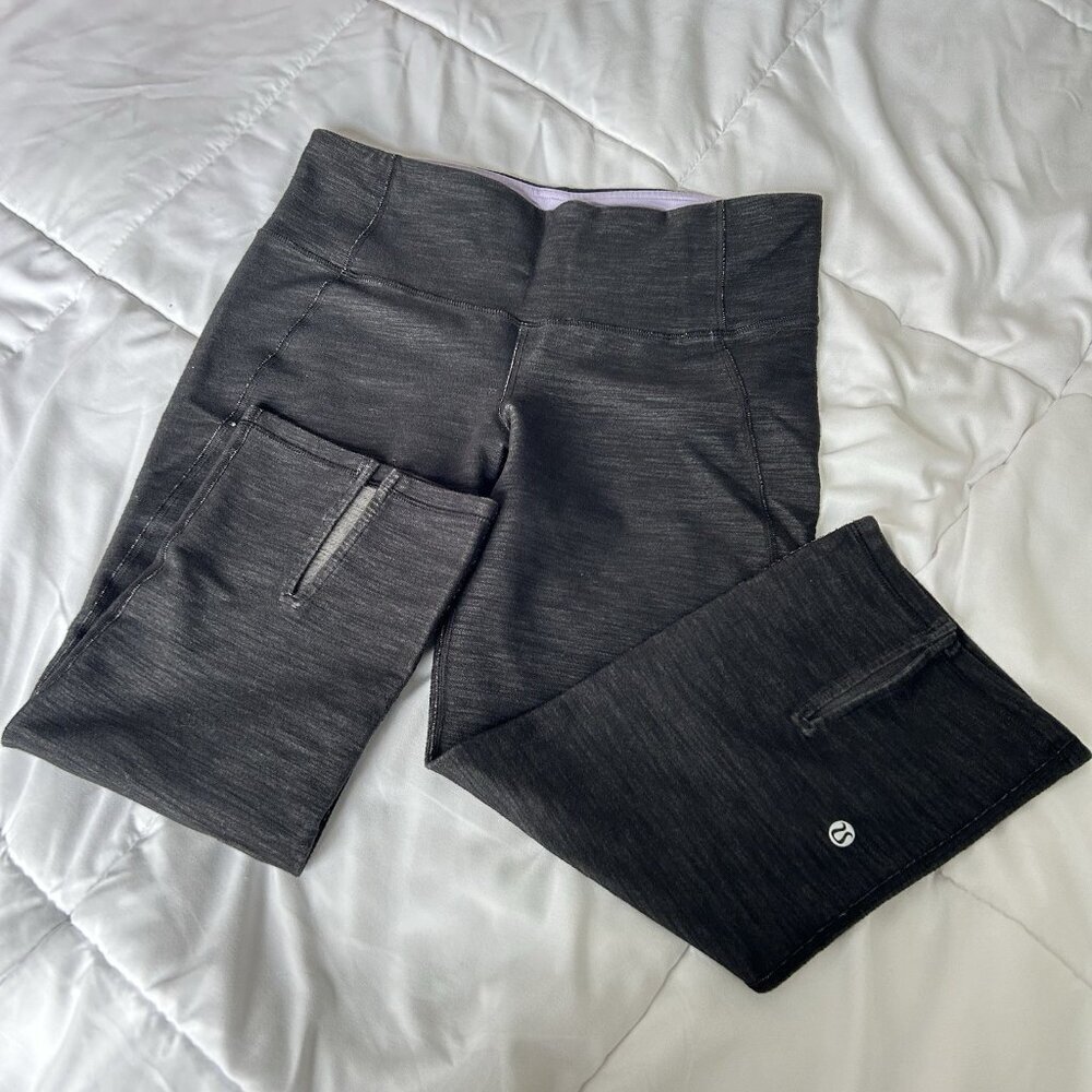 Lululemon Womens 8 Space‎ Dye Gray Capris Length 28” Leggings Yoga Pants Crop